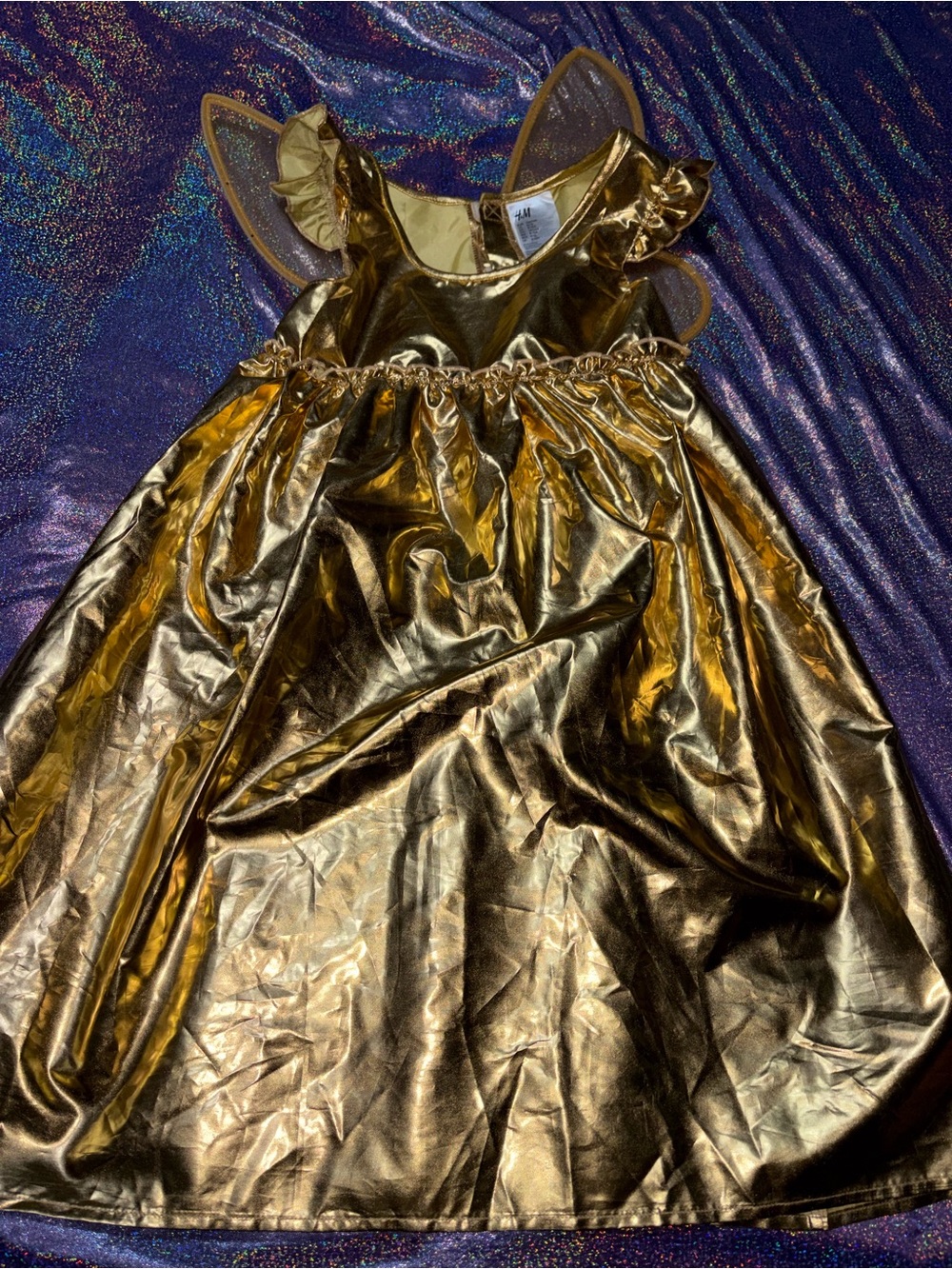 H&M Girls Gold Dress With Wings Costume